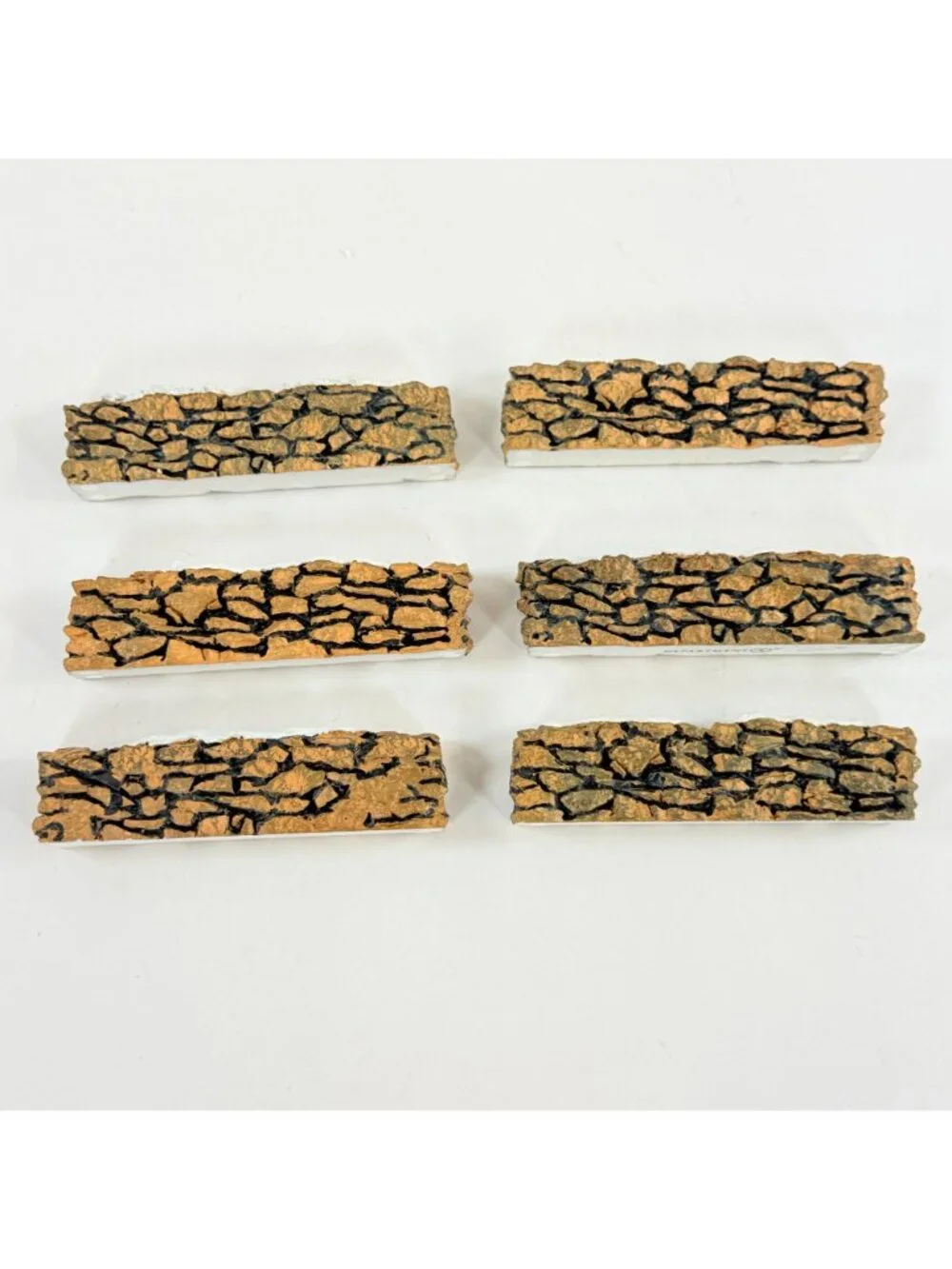 Dept 56 Stone Wall Set 52629 Vintage Village Accessory Set of 6 Red Gray Brown